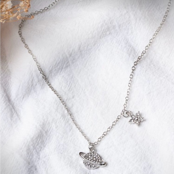 ⚠️Clearance Silver Planet and Star Pendant Necklace - Picture 5 of 5